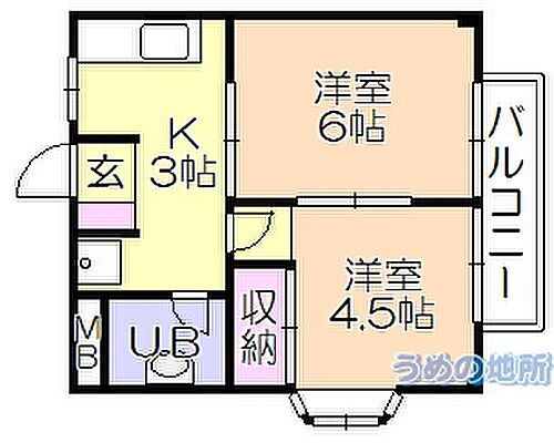 福岡県久留米市国分町 久留米大学前駅 2K アパート 賃貸物件詳細