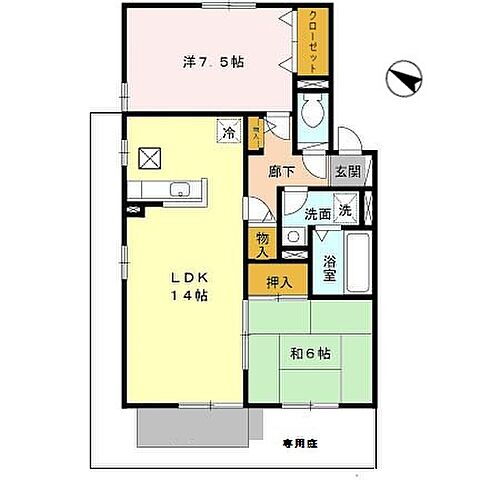 サニーヒル白水　角 2階 2LDK 賃貸物件詳細