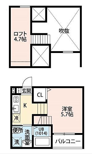  洋室5.7帖　ロフト4.7帖