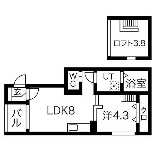  LDK8.4帖　洋室4.3帖ロフト3.8帖