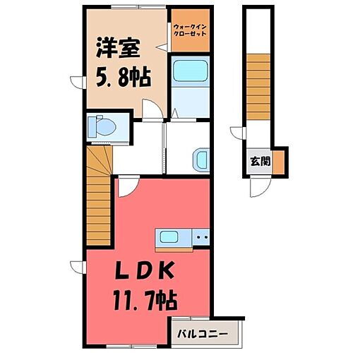 栃木県宇都宮市インターパーク3丁目 雀宮駅 1LDK アパート 賃貸物件詳細