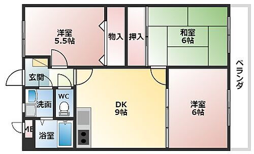 サンウォークＩ・ＩＩ 1階 3DK 賃貸物件詳細