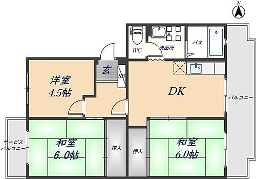セピアコート山本 4階 3DK 賃貸物件詳細