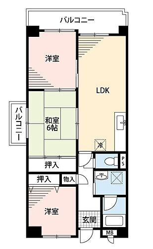 アーバンハイツ大橋 2階 3LDK 賃貸物件詳細