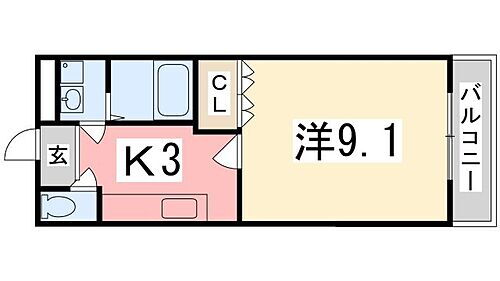 兵庫県姫路市飾磨区下野田4丁目 飾磨駅 1K アパート 賃貸物件詳細