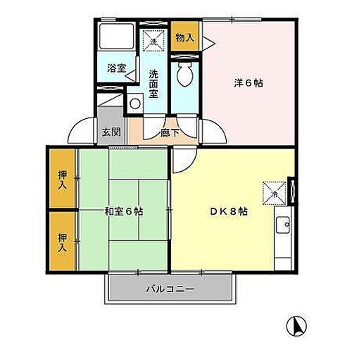 セジュールシャルマンＡ 2階 2DK 賃貸物件詳細