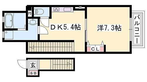 クレッシェンドＫＪ 2階 1DK 賃貸物件詳細