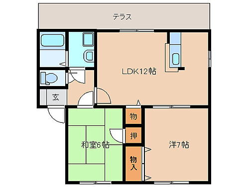 フローラ精華Ｃ棟 1階 2LDK 賃貸物件詳細