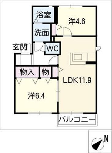 シャンテヴィラ 1階 2LDK 賃貸物件詳細