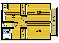 オレンジロードハイツＡ 2階 2DK 賃貸物件詳細