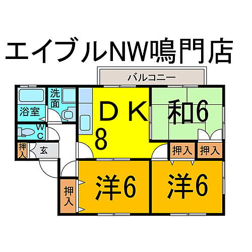 徳島県鳴門市撫養町立岩字四枚80-2 鳴門駅 3DK アパート 賃貸物件詳細