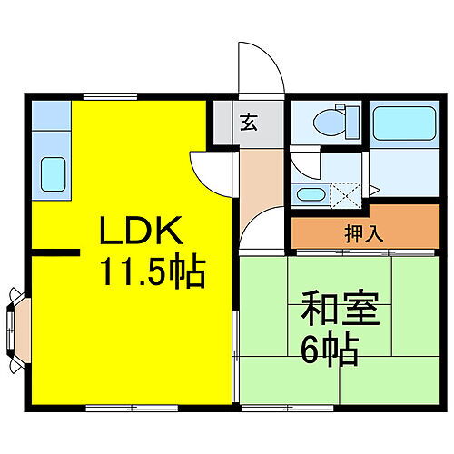 ククヤハイツ 2階 1LDK 賃貸物件詳細
