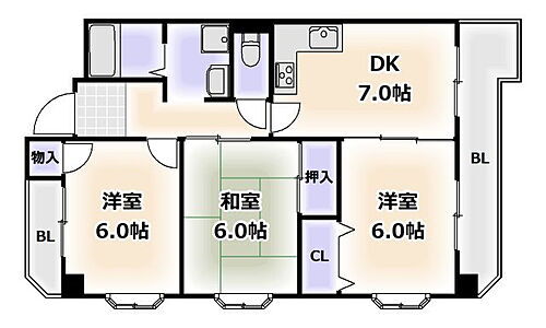 大阪府大阪市住吉区山之内4丁目 杉本町駅 3DK マンション 賃貸物件詳細