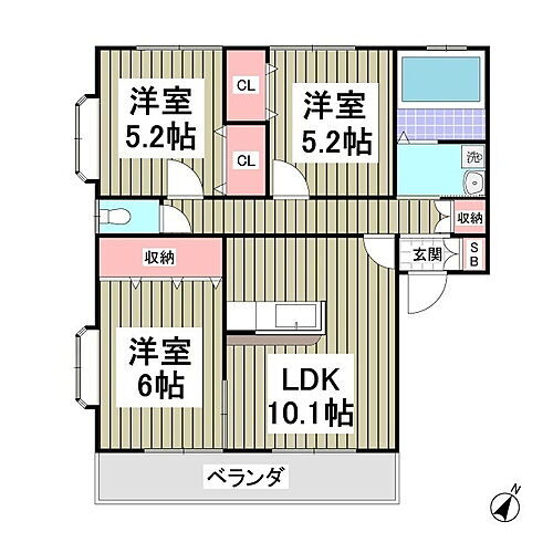 ハニーハウスＡ 2階 3LDK 賃貸物件詳細