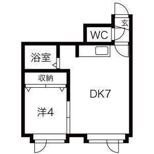 アークコート月寒東ＩＩＩ 2階 1DK 賃貸物件詳細