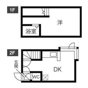 シュガーテラス 2階 1DK 賃貸物件詳細