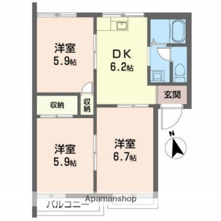 タウニィかわぐちＢ 2階 3DK 賃貸物件詳細