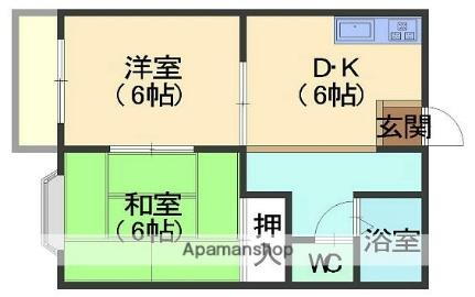 ニューパークＢ棟 2階 2DK 賃貸物件詳細