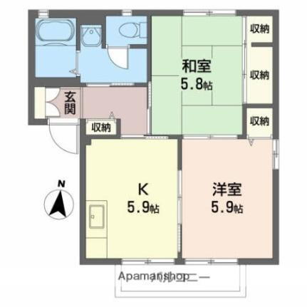 福島県郡山市字下亀田 郡山駅 2K アパート 賃貸物件詳細