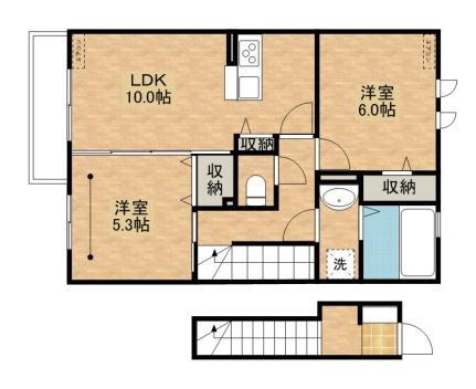 栃木県宇都宮市ゆいの杜7丁目 ゆいの杜中央駅 2LDK アパート 賃貸物件詳細