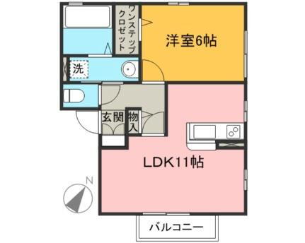 モンソレーユ　Ｄ 2階 1LDK 賃貸物件詳細