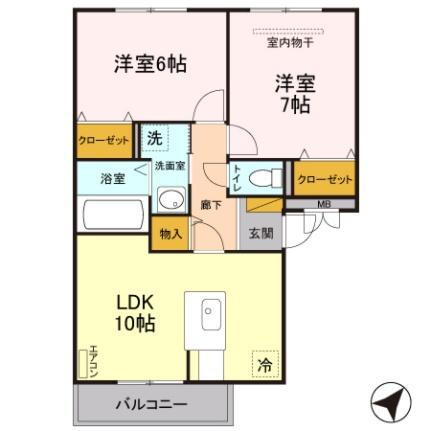 モンソレーユ　Ａ 3階 2LDK 賃貸物件詳細