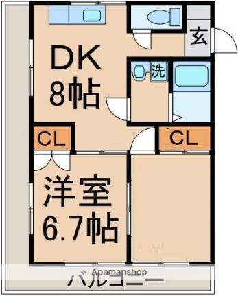 第二グランドール　オギノ 2階 2DK 賃貸物件詳細