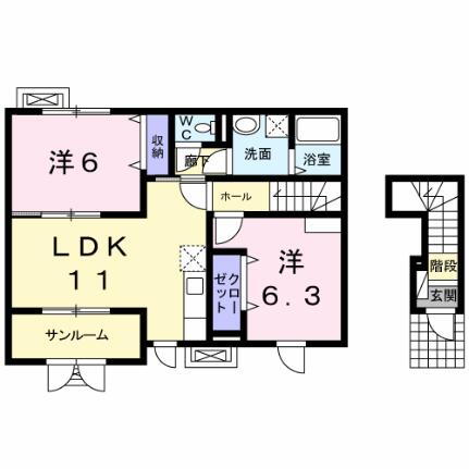 石川県河北郡津幡町北中条3丁目 津幡駅 2LDK アパート 賃貸物件詳細
