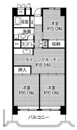 岐阜県岐阜市西中島5丁目 西岐阜駅 3DK マンション 賃貸物件詳細