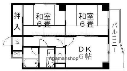 ボンフレールＩ 4階 2DK 賃貸物件詳細