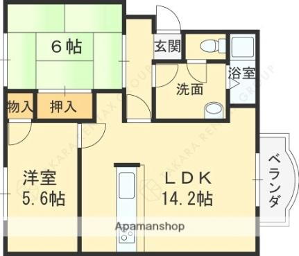 コントラーダ逆瀬川 2階 2LDK 賃貸物件詳細