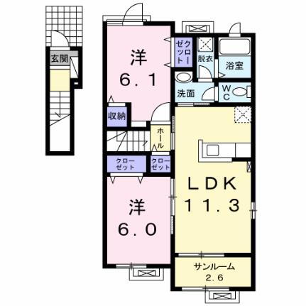 フォレスト　スクウェア 2階 2LDK 賃貸物件詳細