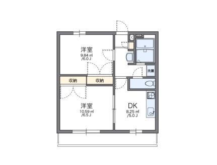岡山県倉敷市高須賀 茶屋町駅 2DK アパート 賃貸物件詳細