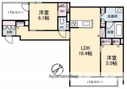 フィル（シャーメゾン・ホテルライク仕様） 3階 2LDK 賃貸物件詳細