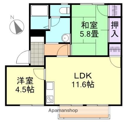 岡山県倉敷市茶屋町 茶屋町駅 2LDK アパート 賃貸物件詳細