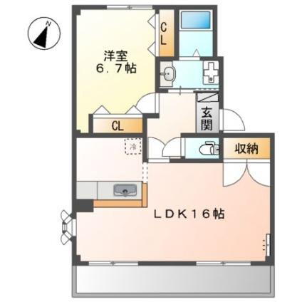 グランピエールＢ 2階 1LDK 賃貸物件詳細