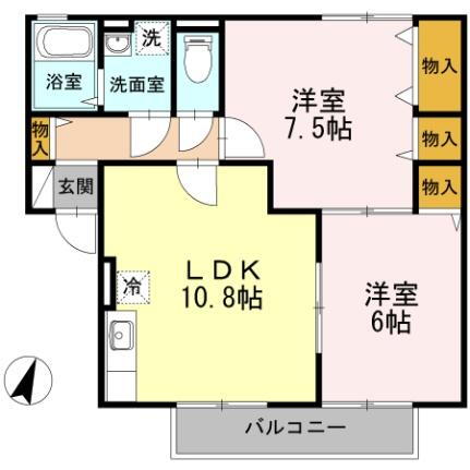 広島県福山市神辺町大字川南 神辺駅 2LDK アパート 賃貸物件詳細