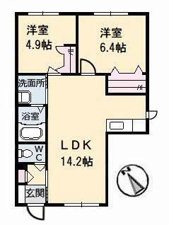 徳島県徳島市南田宮1丁目 徳島駅 2LDK アパート 賃貸物件詳細