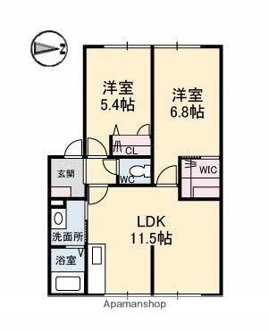 フレグランス南久米　Ｅ棟 2階 2LDK 賃貸物件詳細