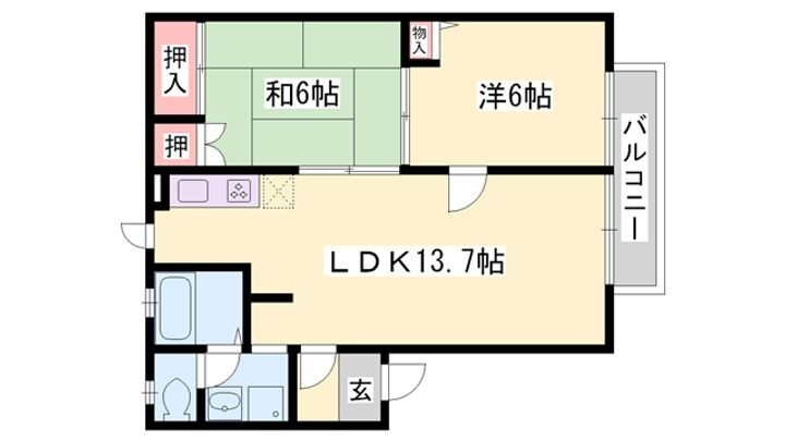 ＪＡハイツ谷川Ⅱ 2階 2LDK 賃貸物件詳細