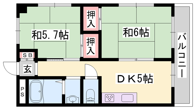 メゾン門田 2階 2DK 賃貸物件詳細