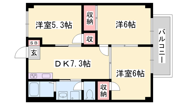 ドミール三喜 2階 3DK 賃貸物件詳細