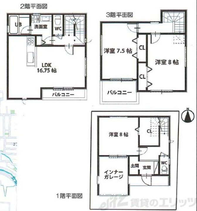 大阪府高槻市津之江町３丁目４７－７－１ 賃貸一戸建て