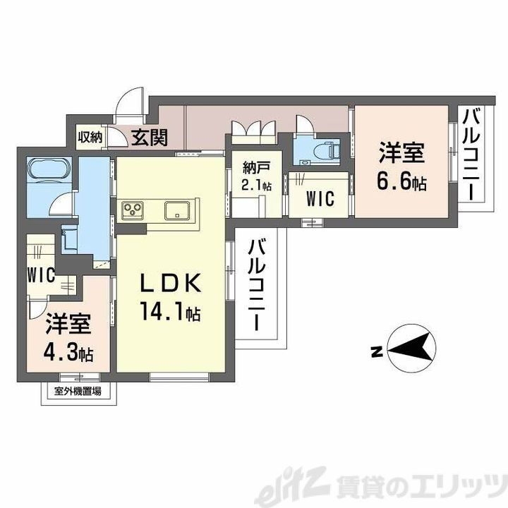 シャーメゾン　ケー 2階 2SLDK 賃貸物件詳細