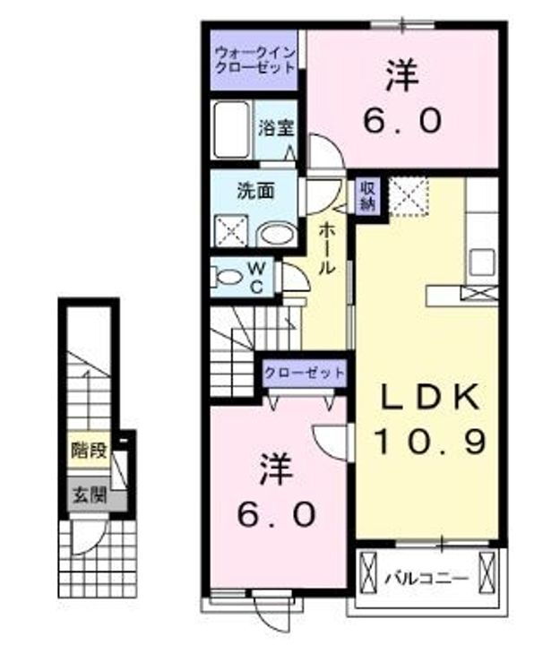 マローネ　ガルテンＢ 2階 2LDK 賃貸物件詳細