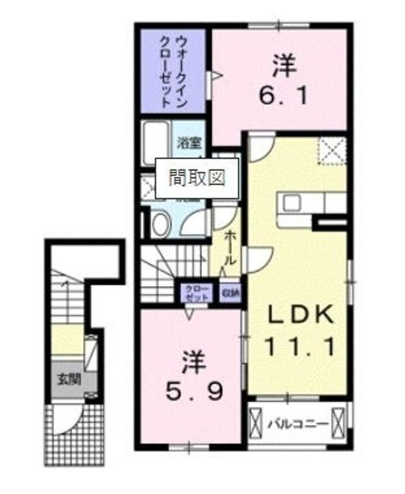 クリスタル・ローズＡ 2階 2LDK 賃貸物件詳細