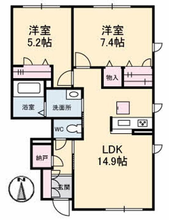 香川県高松市林町２８５－１ 林道駅 2LDK アパート 賃貸物件詳細