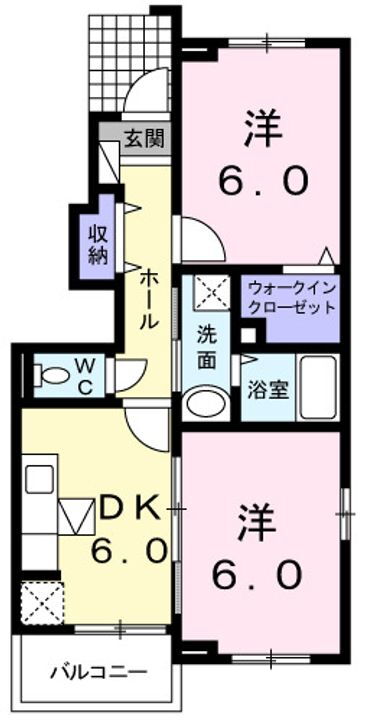 ミニョン・ドゥ 1階 2DK 賃貸物件詳細
