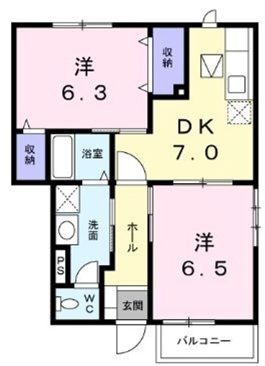 Ｍコート　Ａ 1階 2DK 賃貸物件詳細