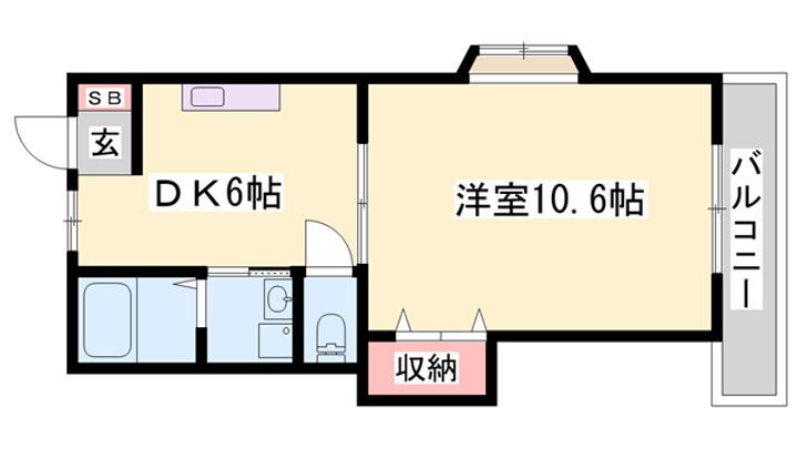 エスポワール 3階 1DK 賃貸物件詳細